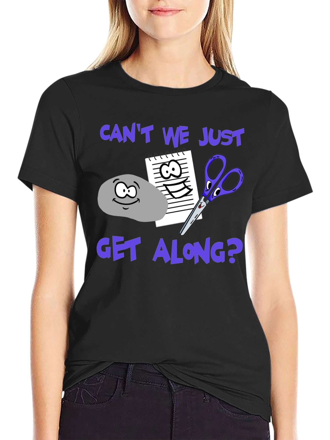 Black Rock Paper Scissors 'Can't We Just Get Along?' Graphic T-Shirt view 2