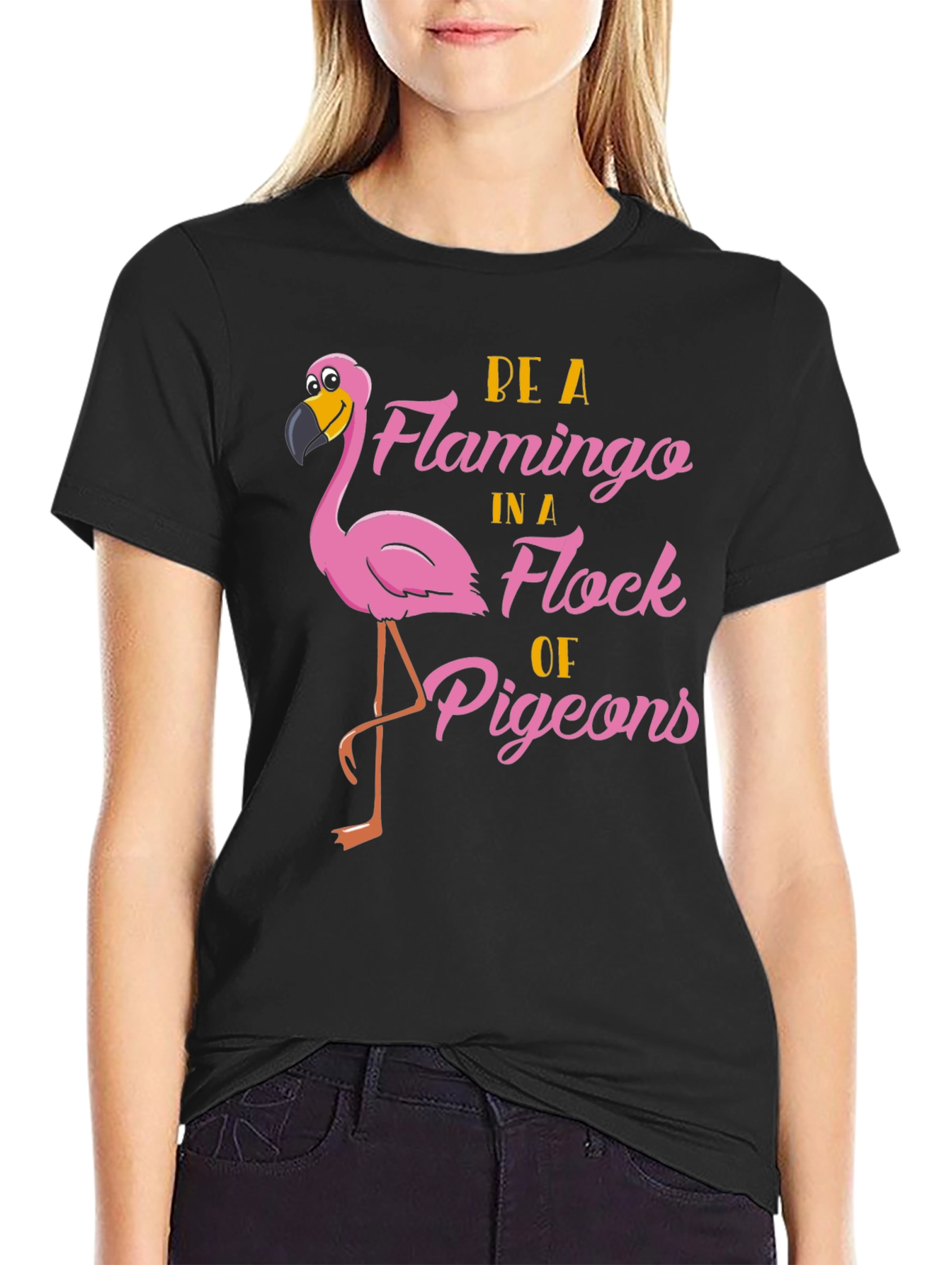 Black Be a Flamingo T-Shirt view 2