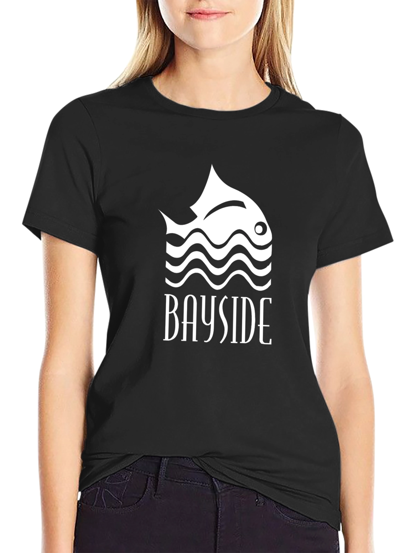 Black Bayside Fish Graphic Black T-Shirt view 2