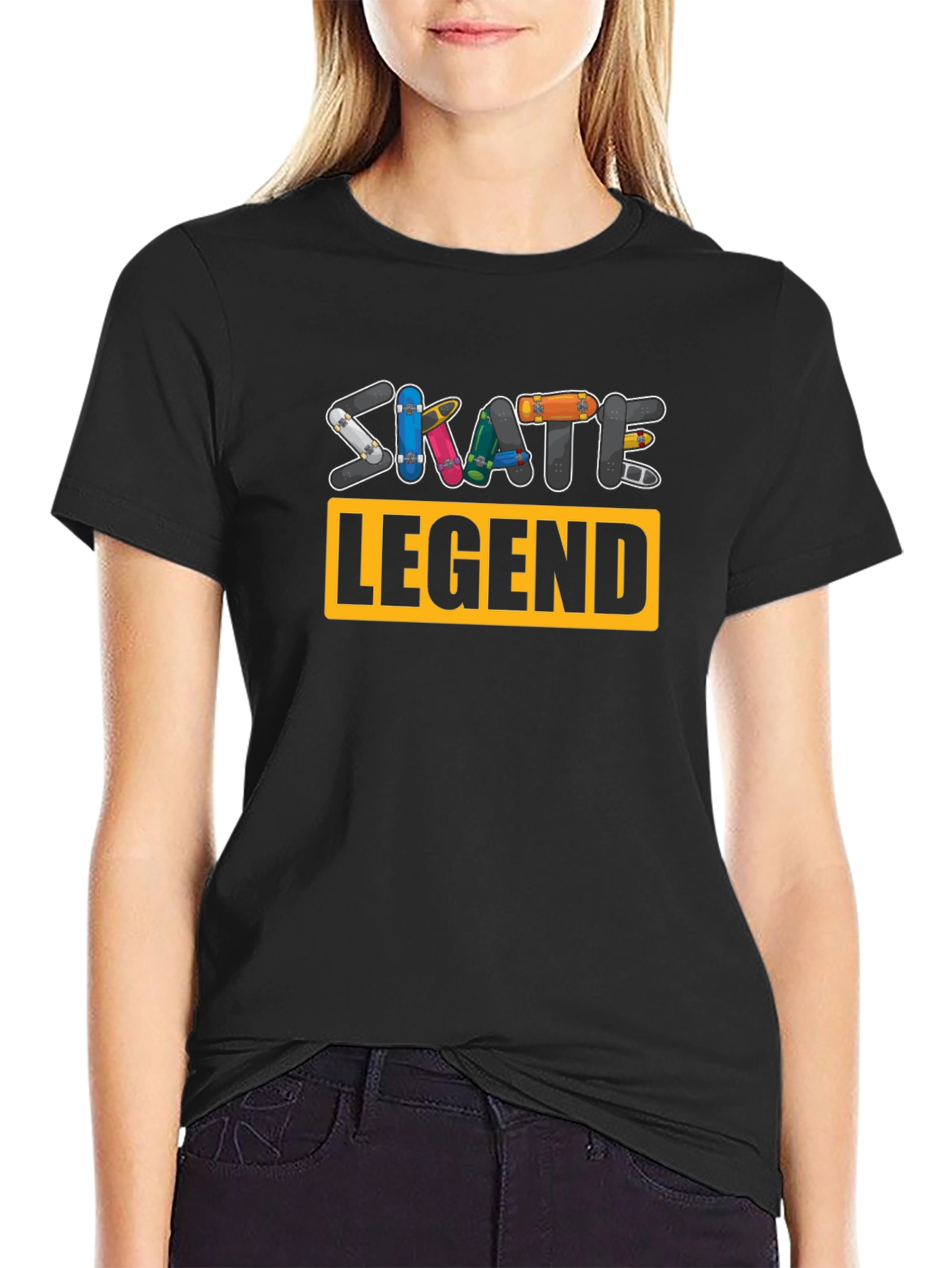 Black Skate Legend Graphic T-Shirt - Black Crew Neck Tee view 2