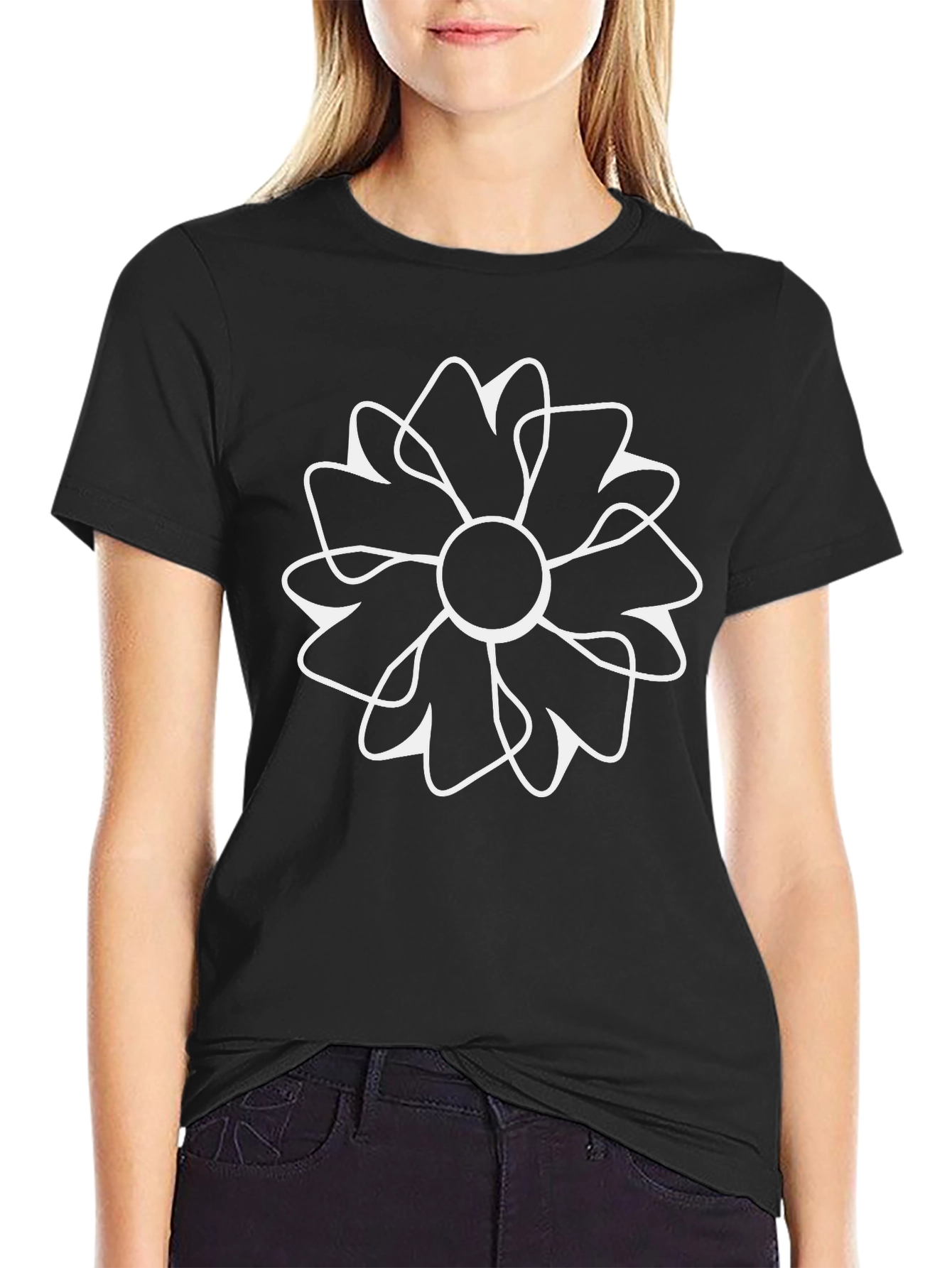 Black Floral Graphic Black Tee - Stylish & Comfortable view 2