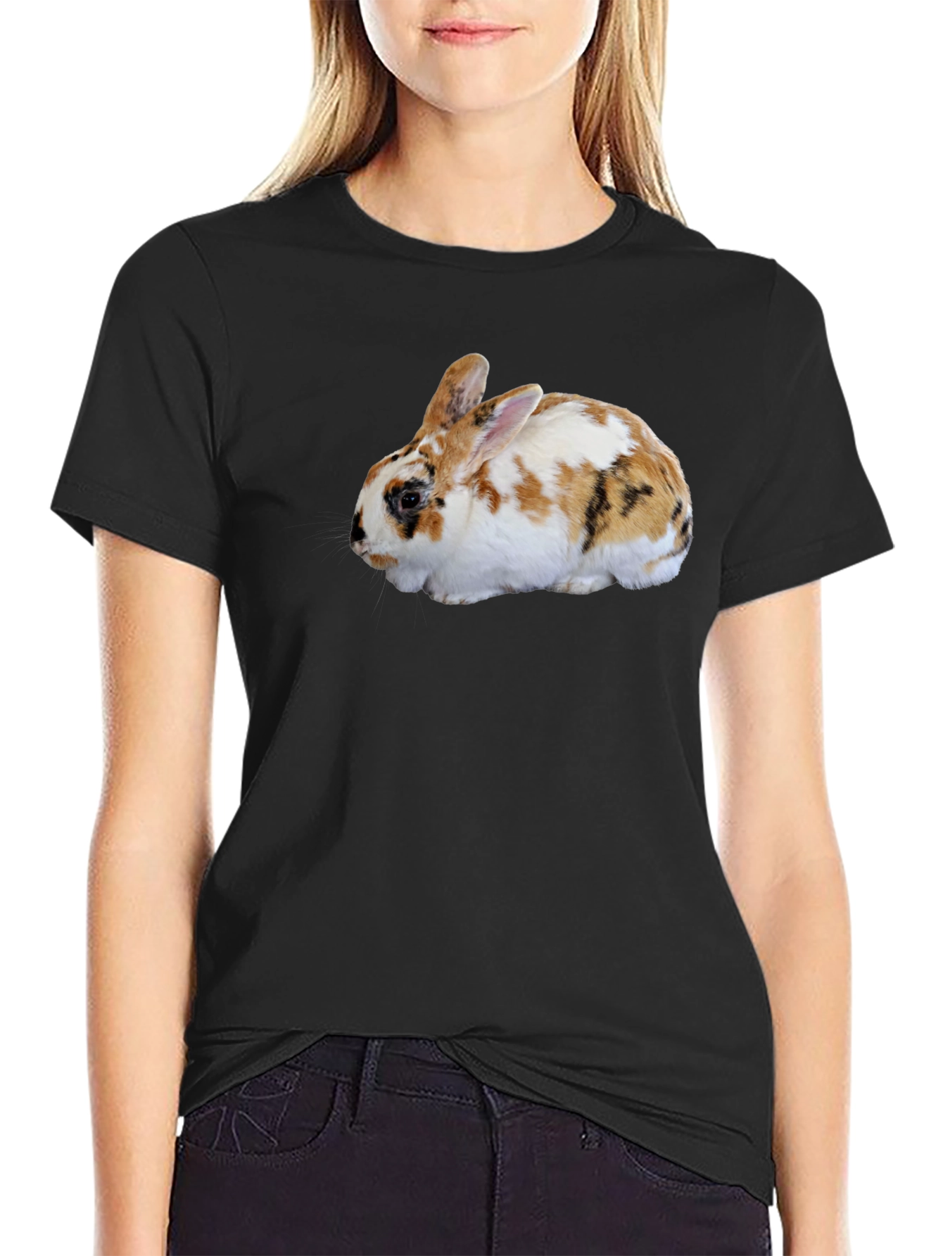Black Rabbit Graphic Tee - Cute Pet T-Shirt view 2
