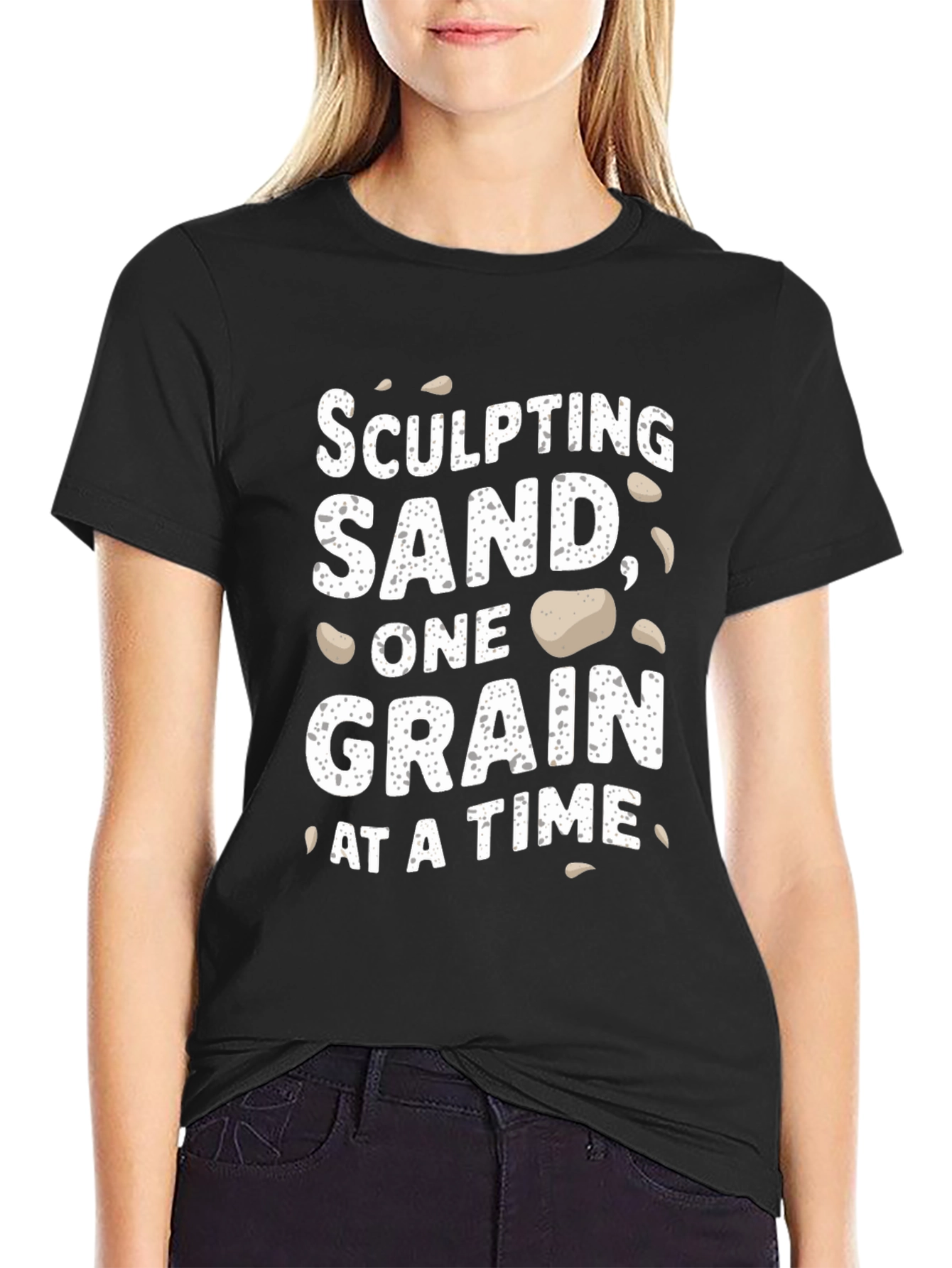 Black Sculpting Sand T-Shirt - Funny Beach Vacation Tee view 2