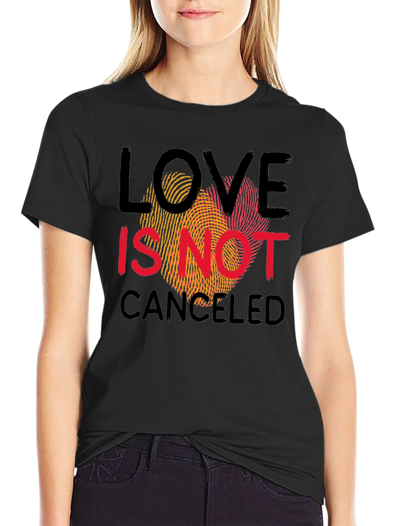 Black Love Is Not Canceled Graphic Tee - Black Crew Neck view 2