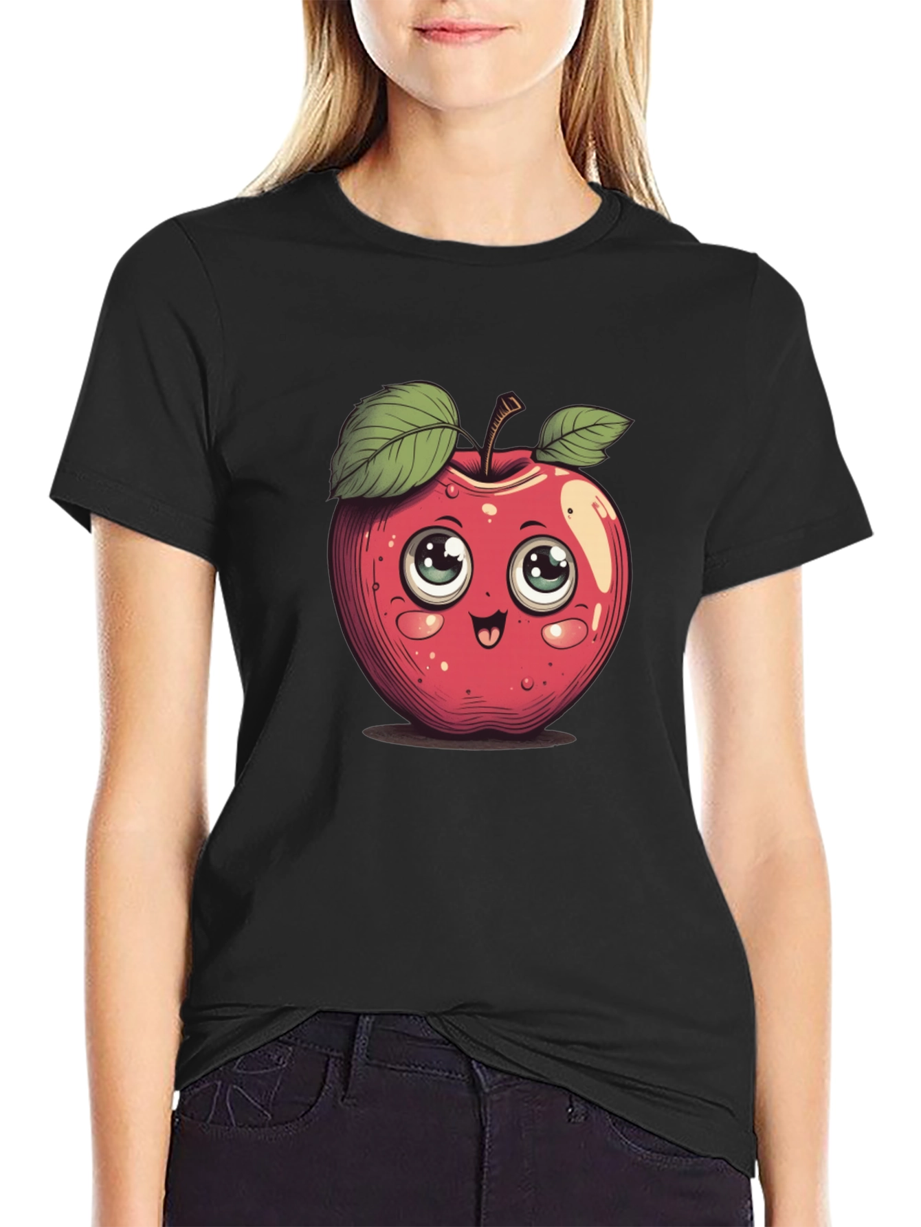 Cute Cartoon Apple Graphic Tee - 2