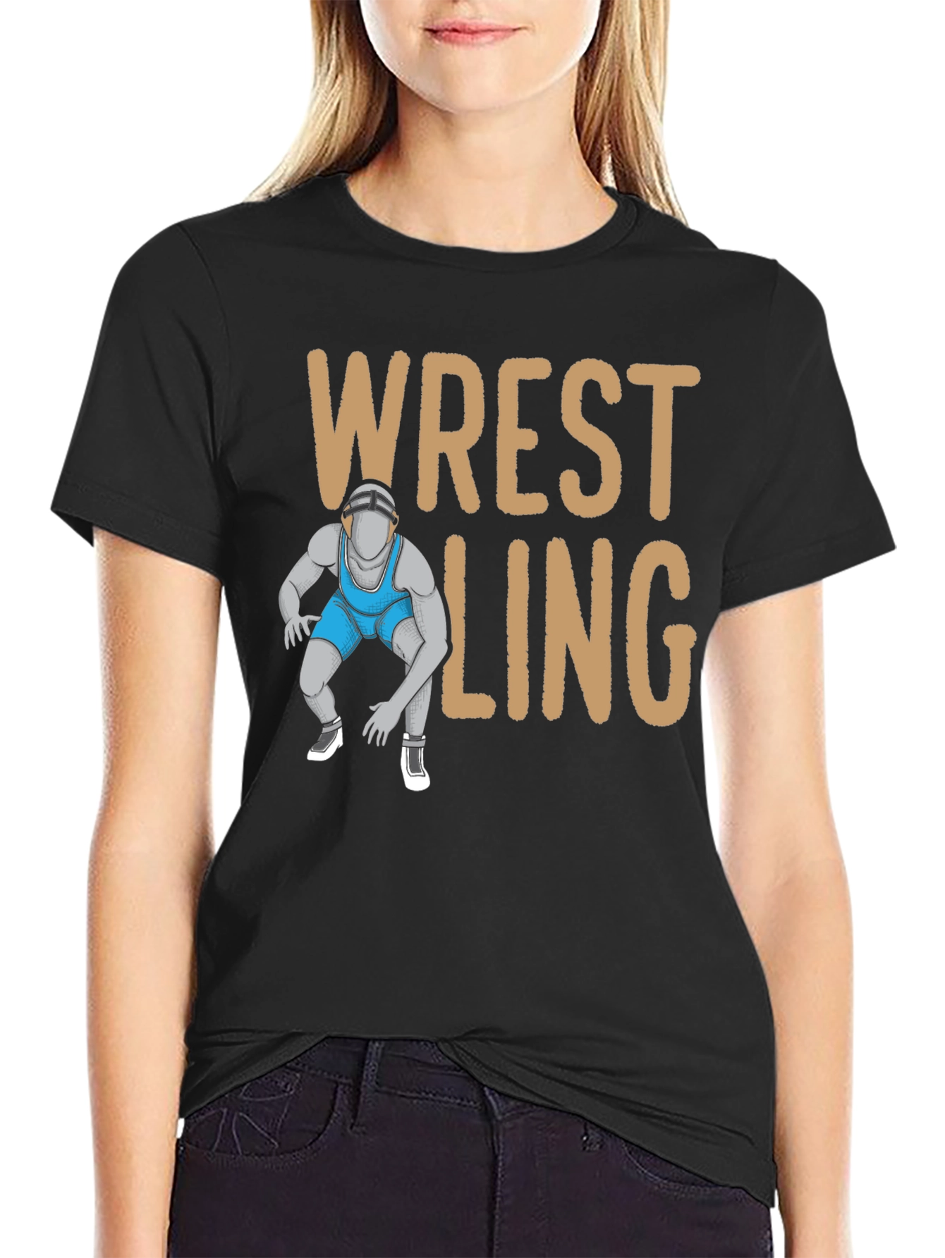 Black Wrestling Graphic T-Shirt view 2
