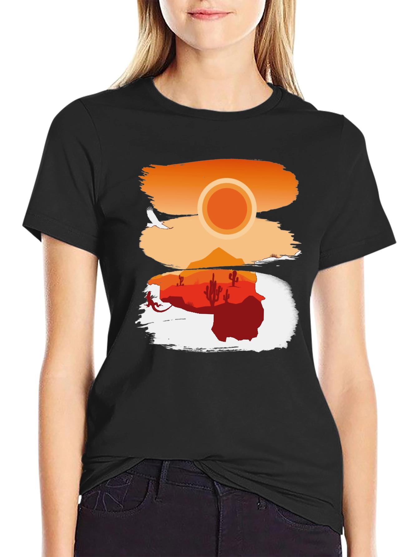 Black Desert Sunset Graphic T-Shirt view 2