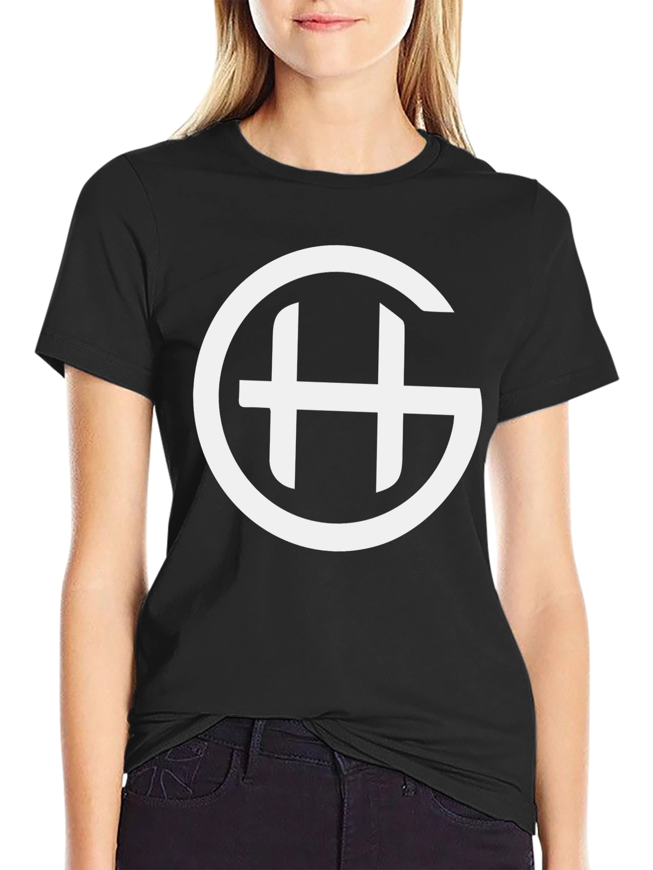 Black Modern Logo Graphic Print Black T-Shirt view 2