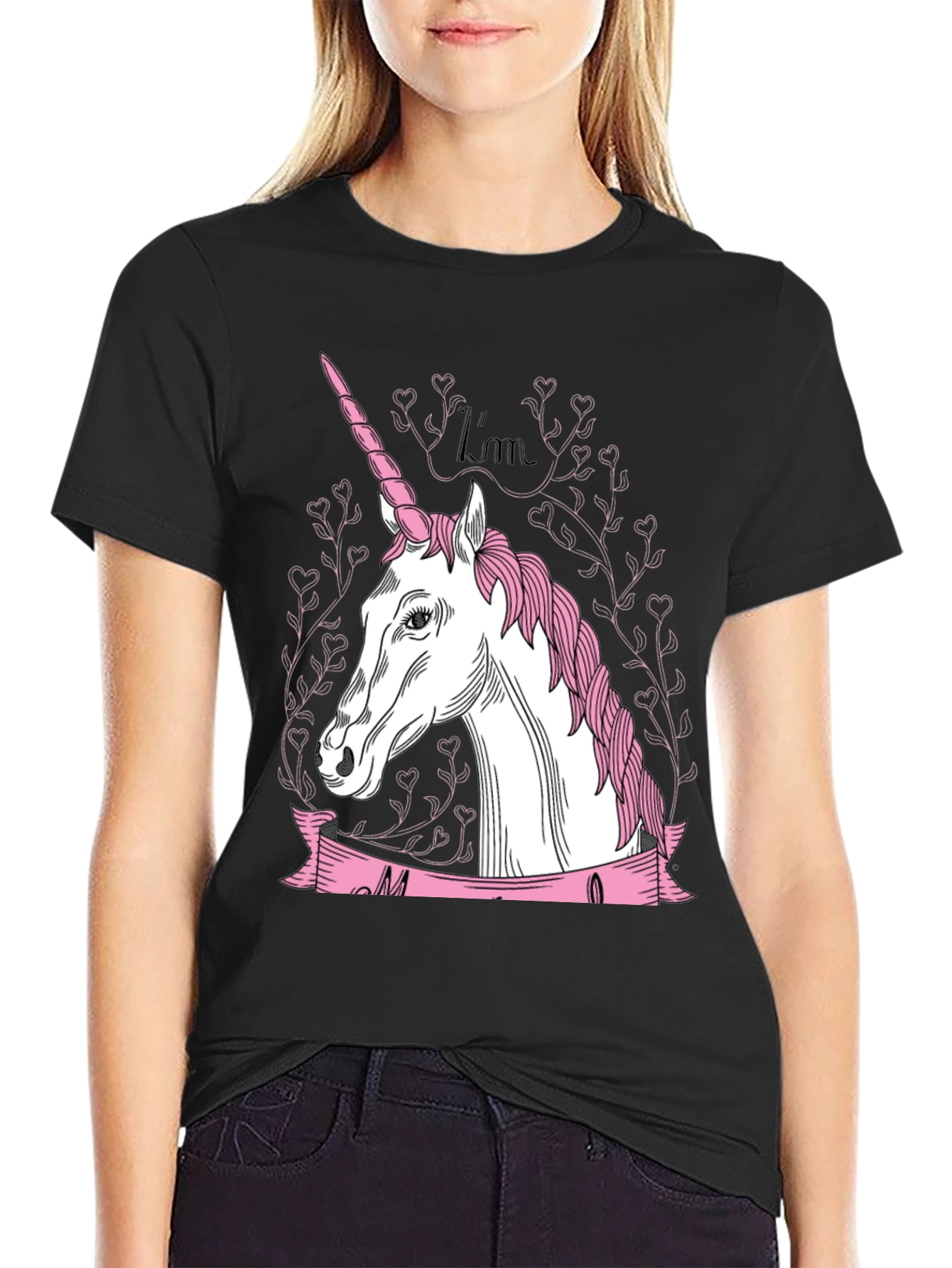 Black Unicorn Graphic T-Shirt - Black Cotton Tee view 2