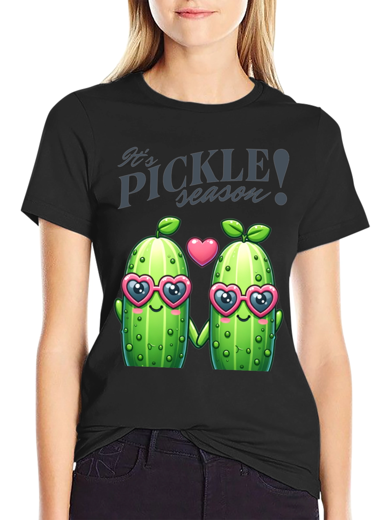 Black Pickle Season T-Shirt - Funny Cute Pickle Lover Tee view 2