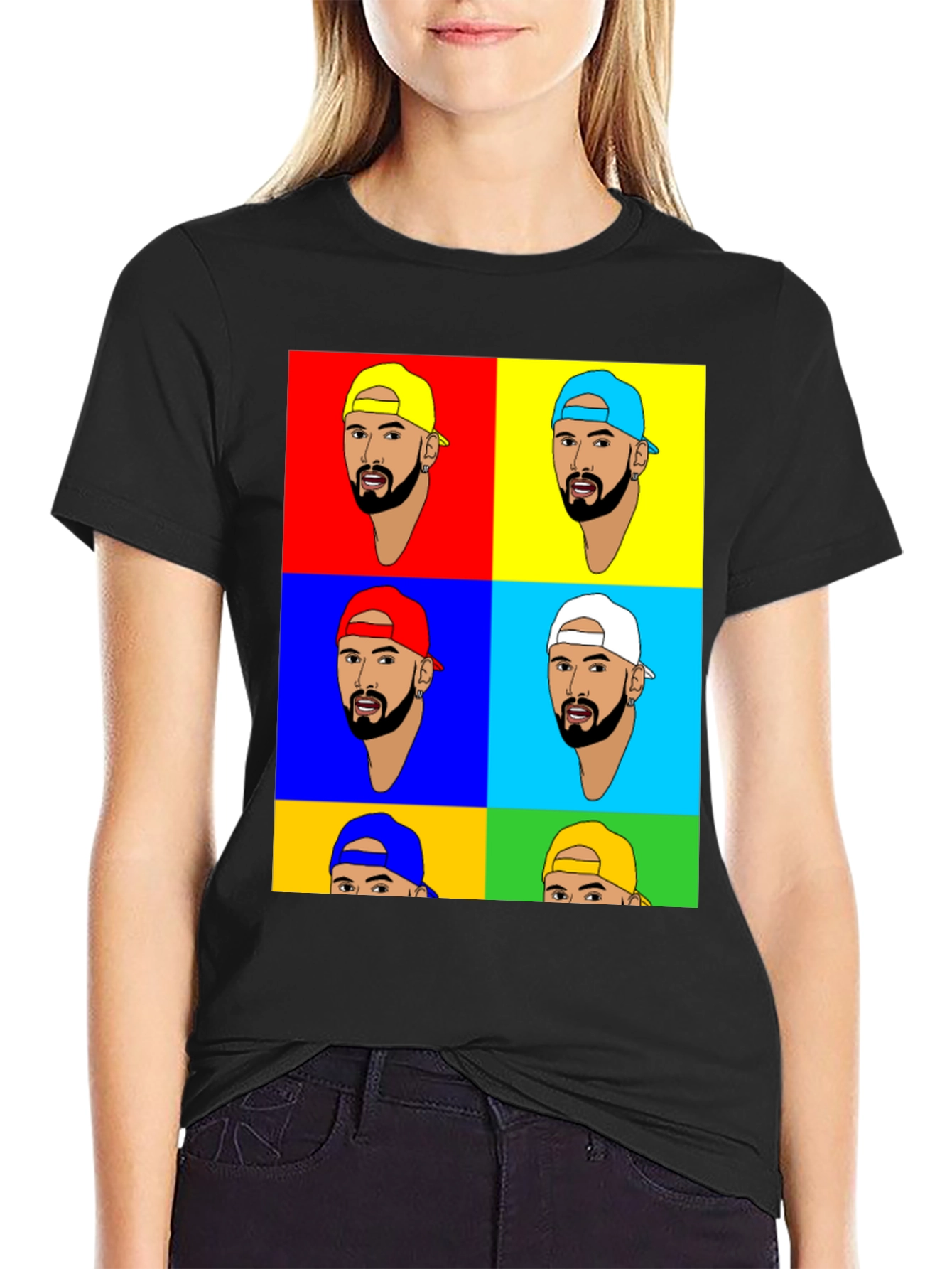 Black Pop Art Graphic Tee - Trendy & Unique Design view 2