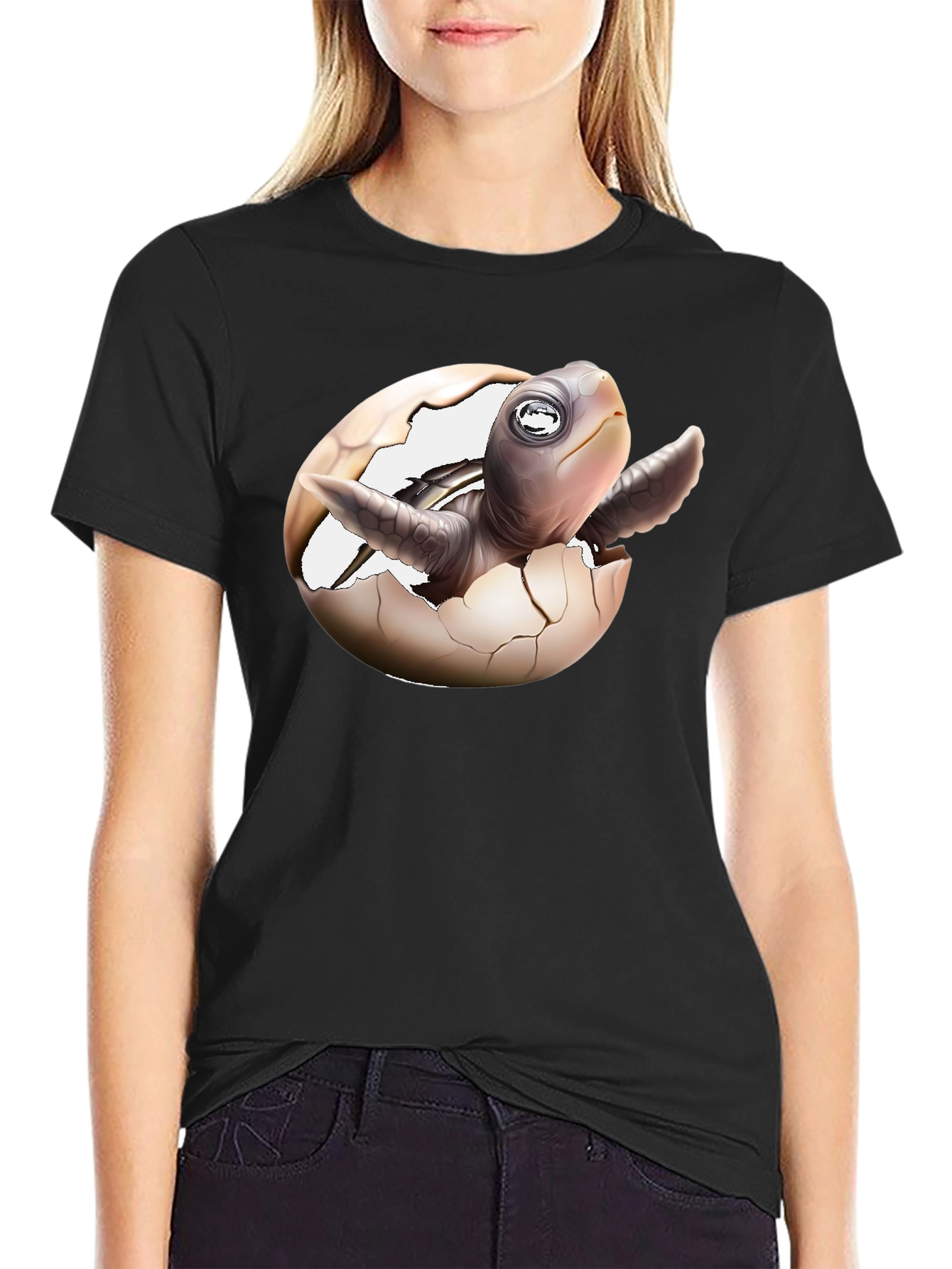 Black Turtle Hatchling T-Shirt - New Life Design view 2