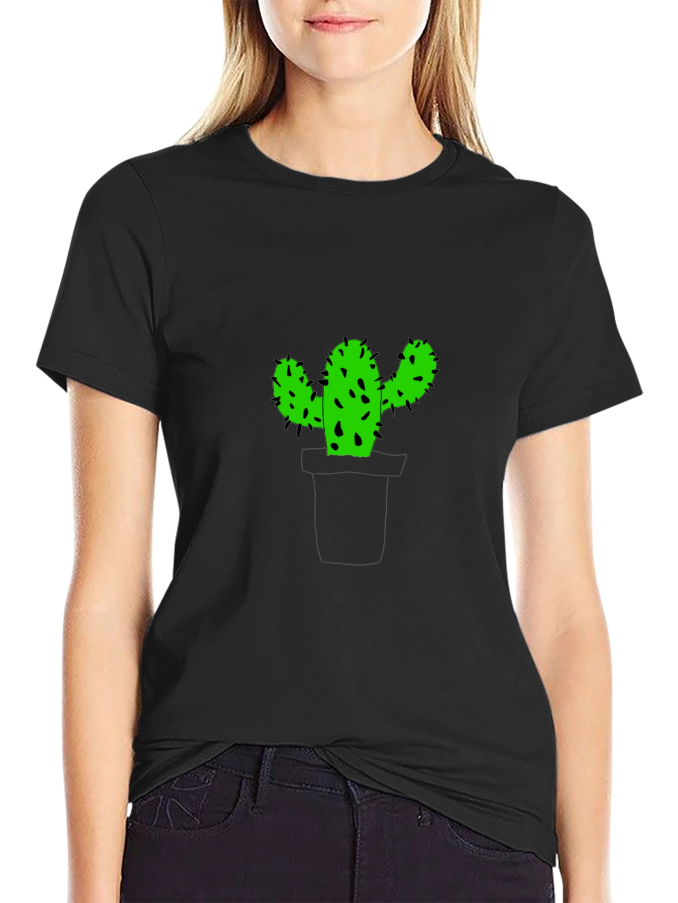 Black Cactus Graphic Print Black T-Shirt view 2
