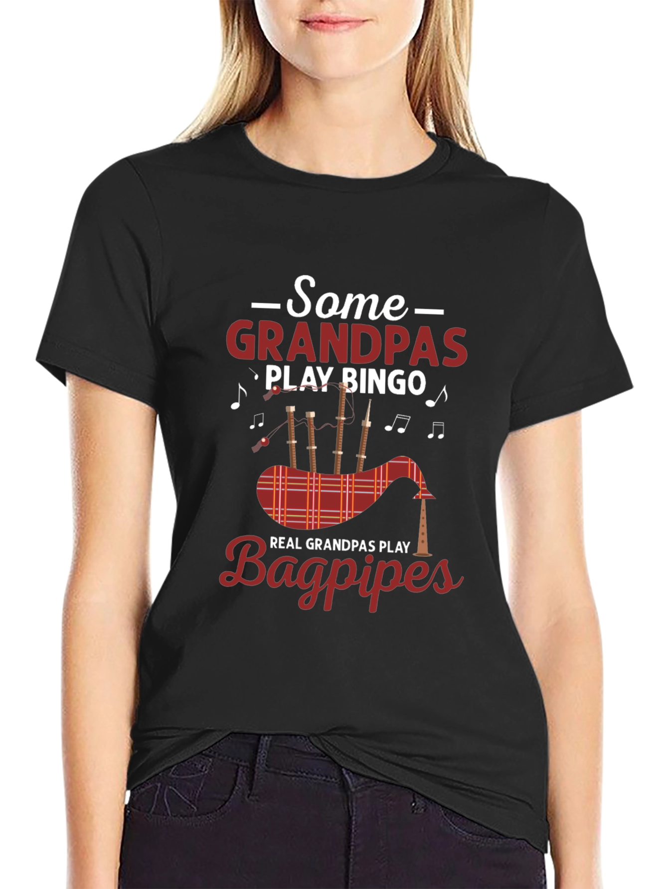 Black Grandpa Bingo Bagpipes Graphic Tee view 2