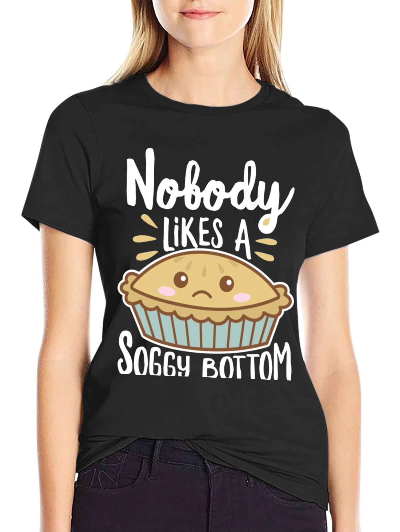 Black Nobody Likes a Soggy Bottom Funny T-Shirt view 2