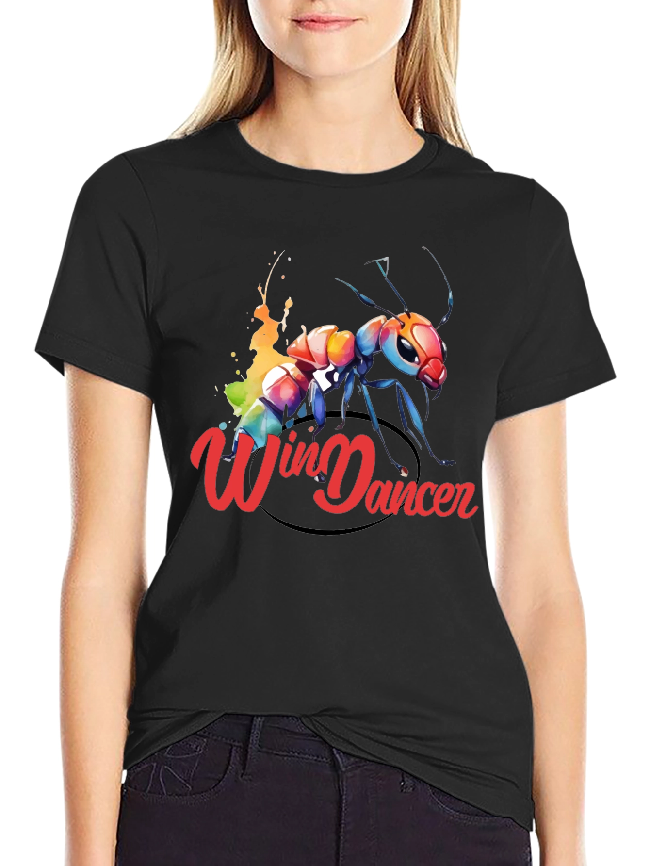 Black Win Dancer Ant Graphic Tee - Unique Design view 2