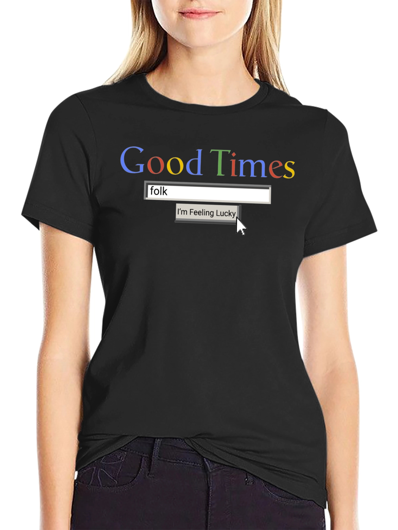 Black Good Times Folk T-Shirt - Funny Graphic Tee view 2