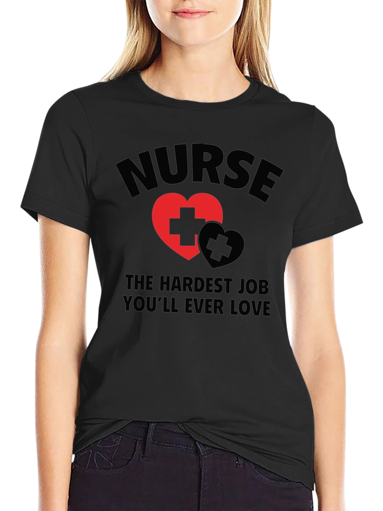 Black Nurse Hardest Job Love T-Shirt view 2