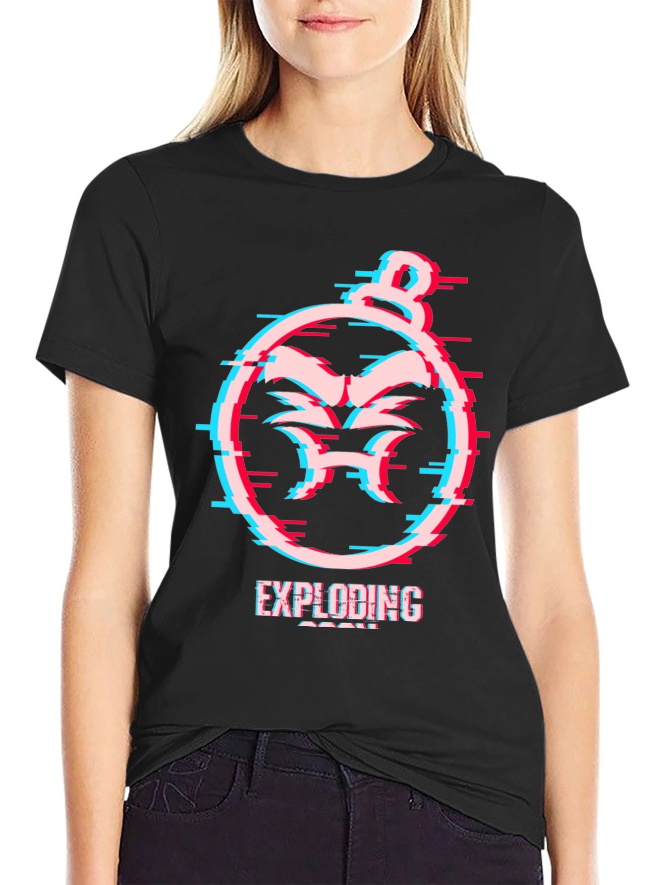 Black Exploding Soon Graphic Tee - Glitch Style view 2