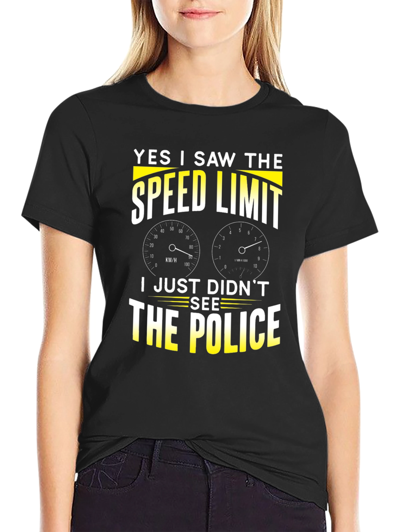Black Funny "Speed Limit" Graphic T-Shirt view 2