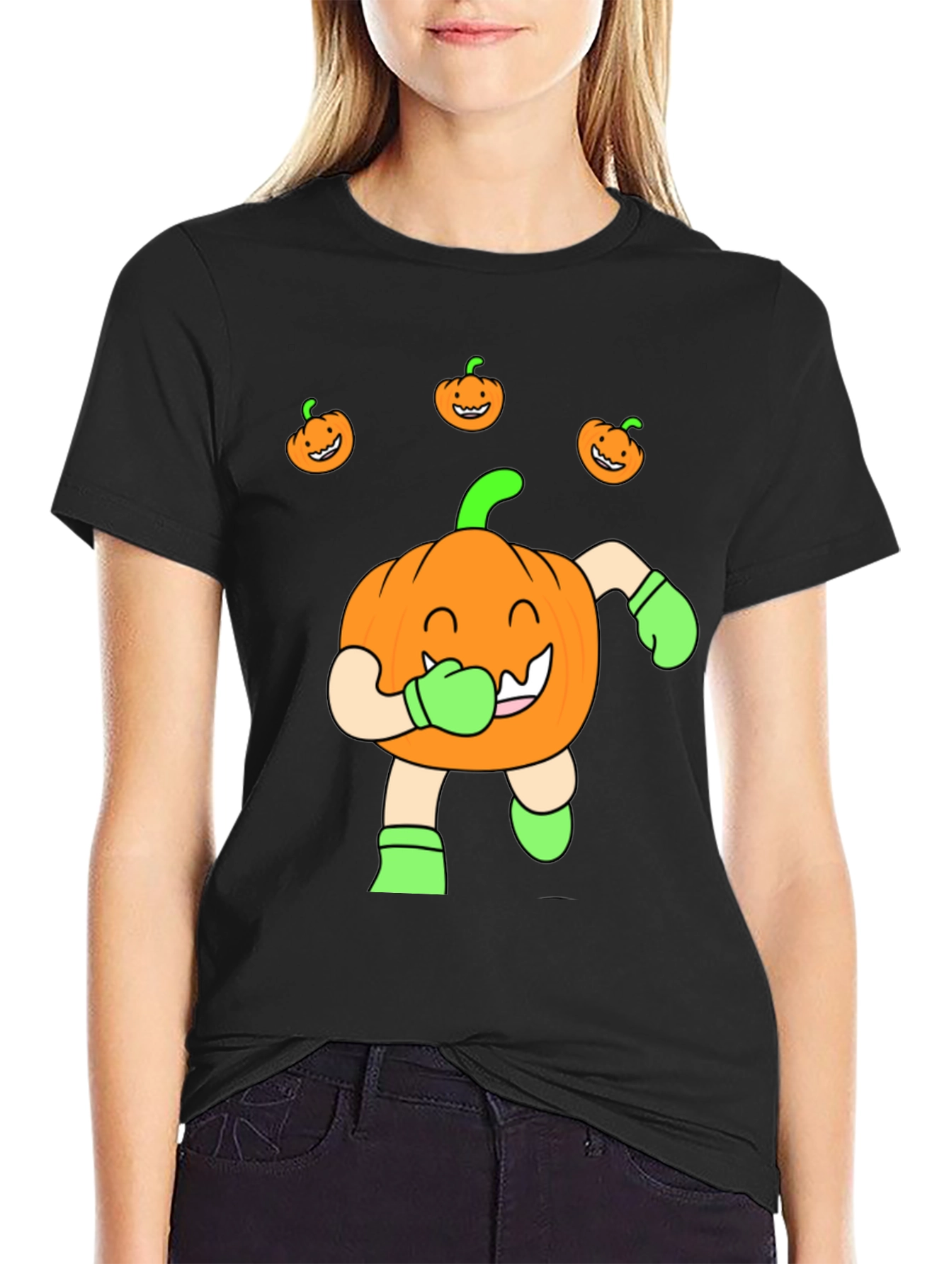 Black Halloween Pumpkin T-Shirt view 2