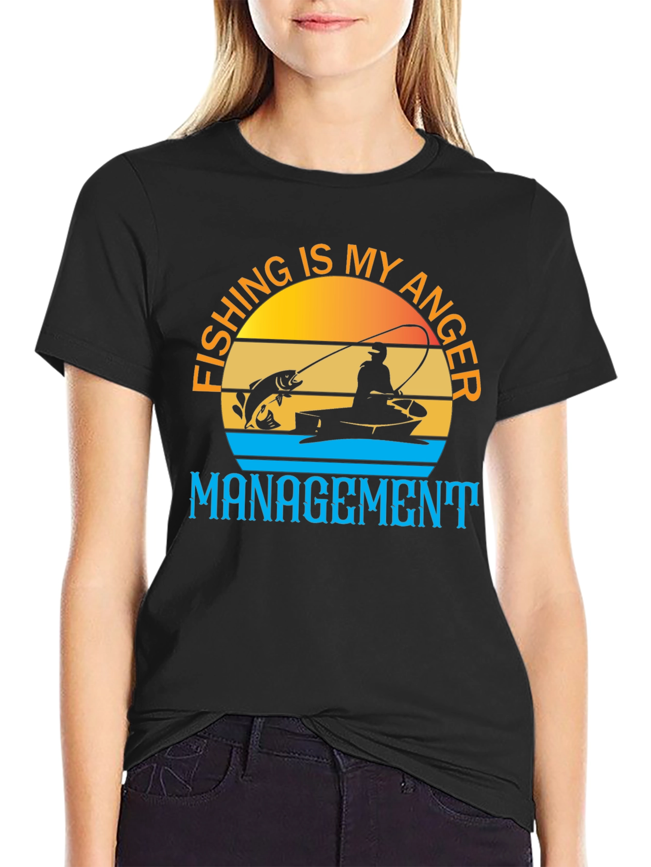 Black Fishing is My Anger Management T-Shirt view 2