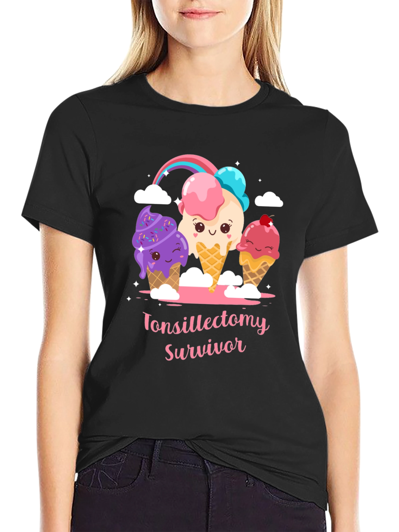 Black Tonsillectomy Survivor Ice Cream T-Shirt view 2
