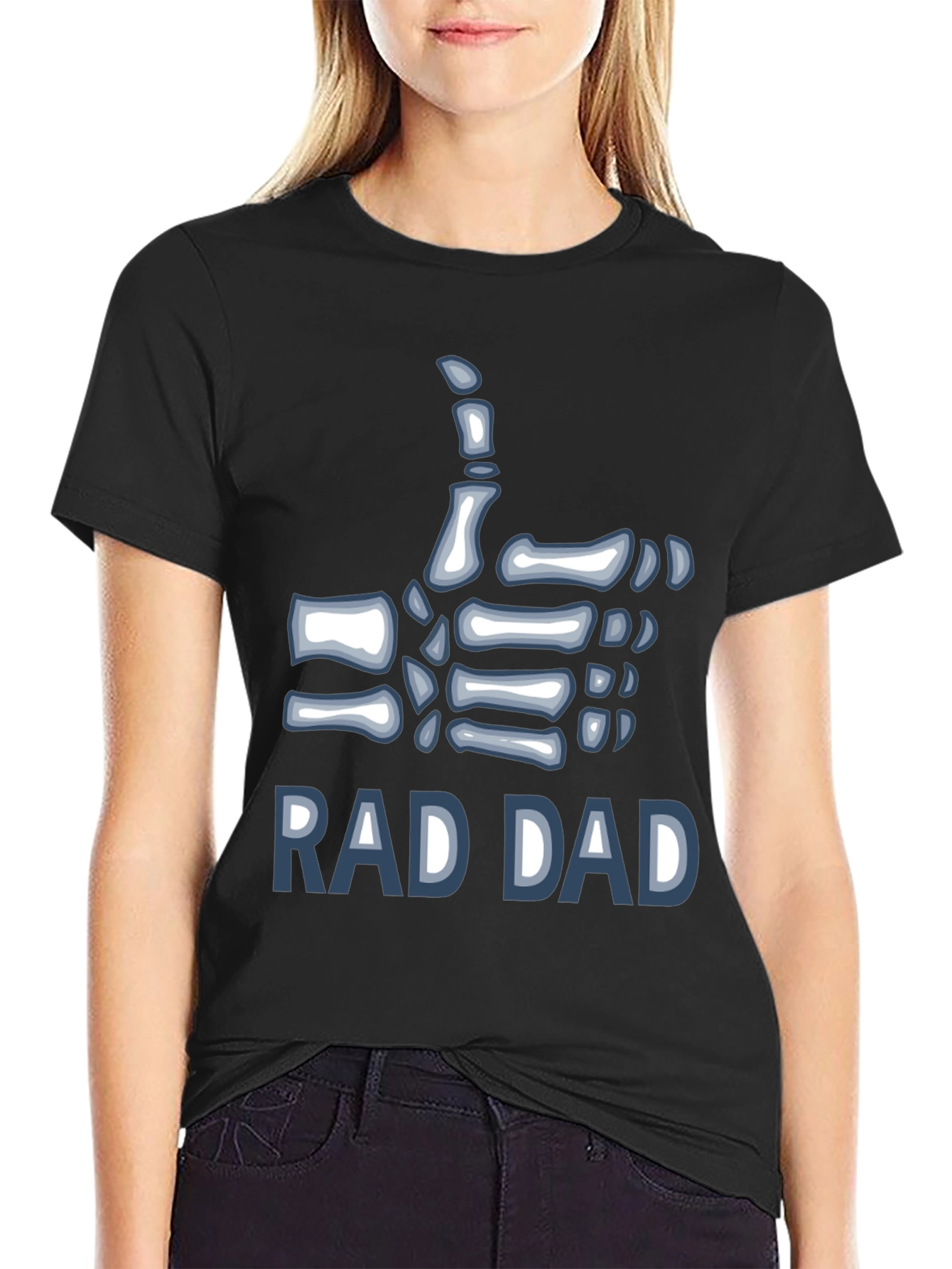 Black Rad Dad Skeleton Hand T-Shirt view 2