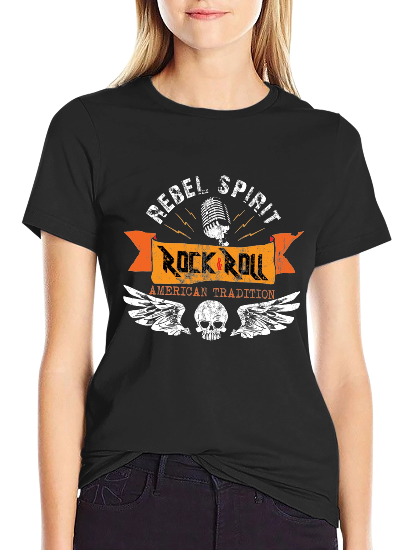 Black Rebel Spirit Rock & Roll Black T-Shirt view 2