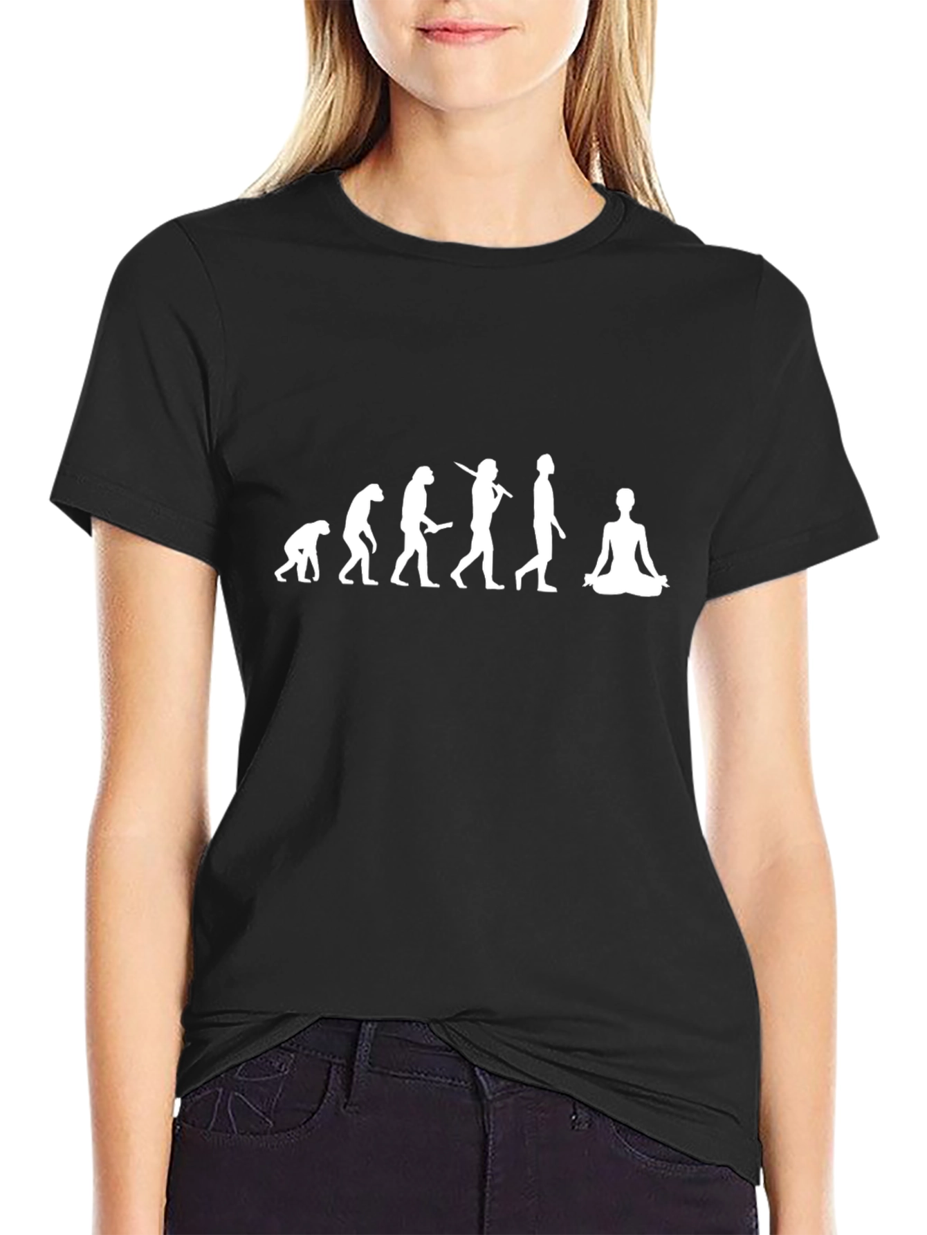 Black Evolution Yoga Graphic T-Shirt - Black view 2