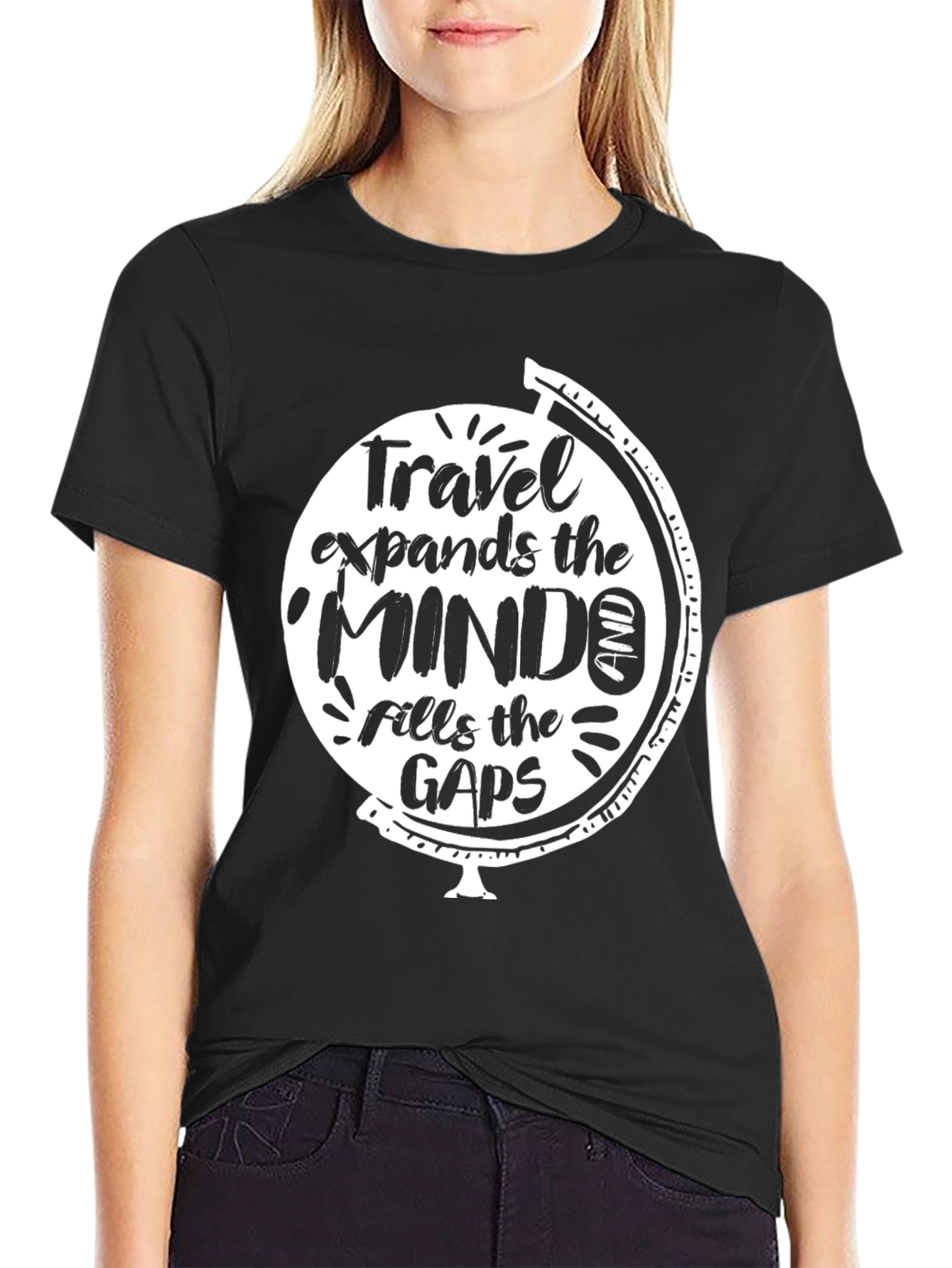 Black Travel Expands the Mind Black Graphic Tee view 2