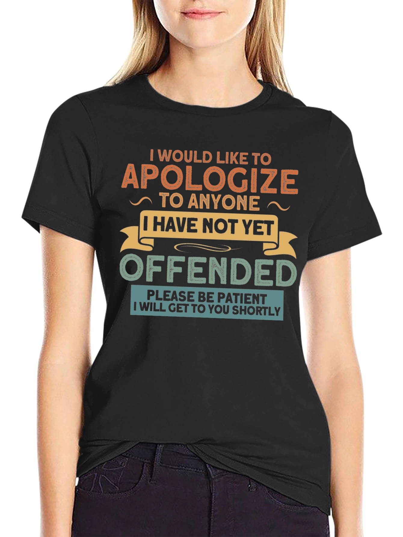 Black Apologize Offended Novelty T-Shirt view 2