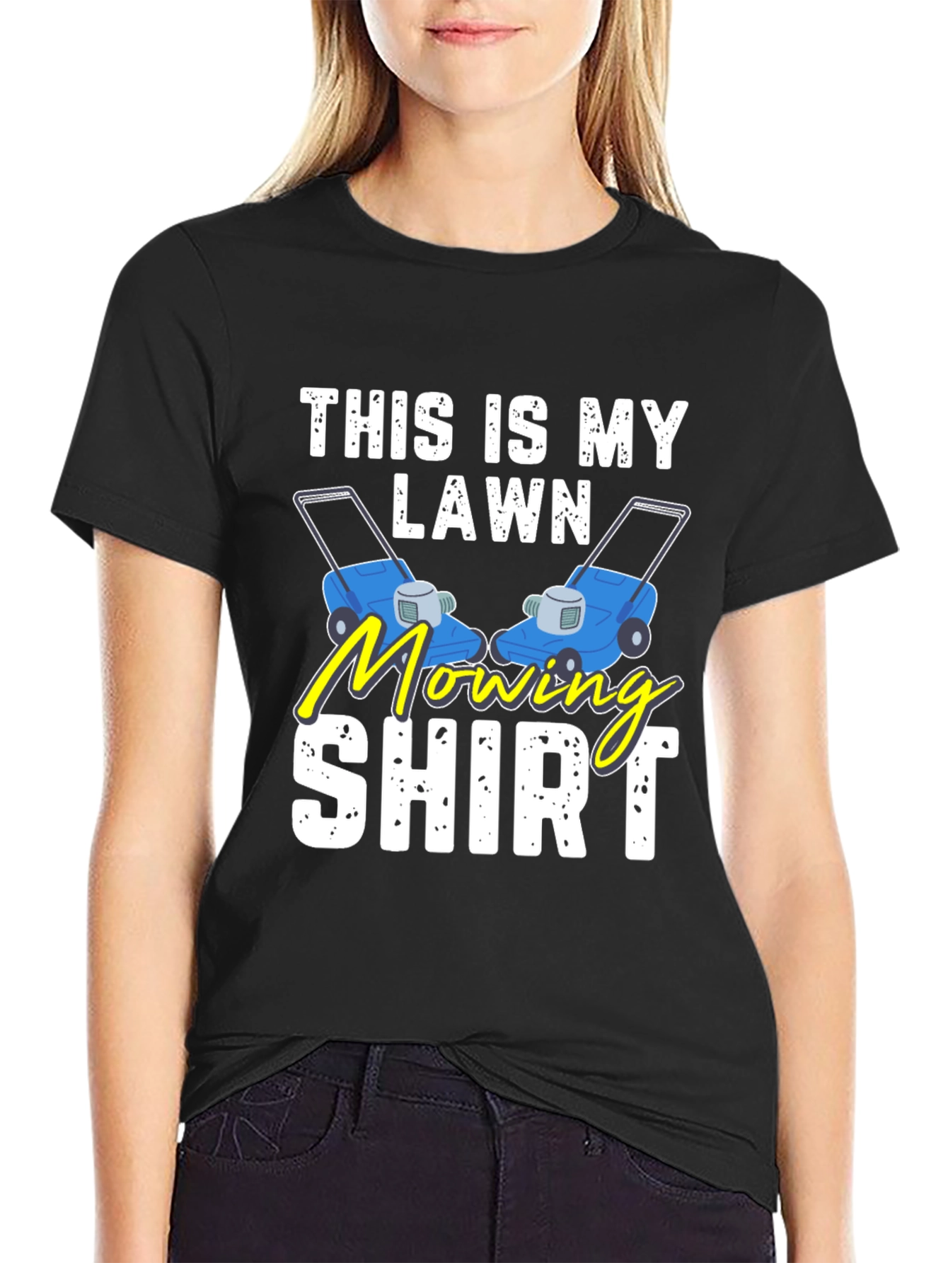 Black Funny Lawn Mowing Shirt - This is My Lawn Mowing Shirt view 2