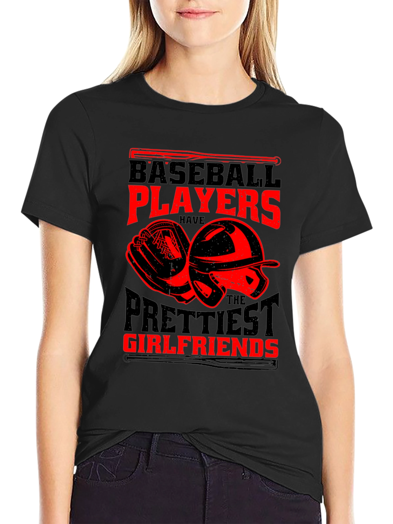 Black Baseball Player T-Shirt -  Prettiest Girlfriends view 2