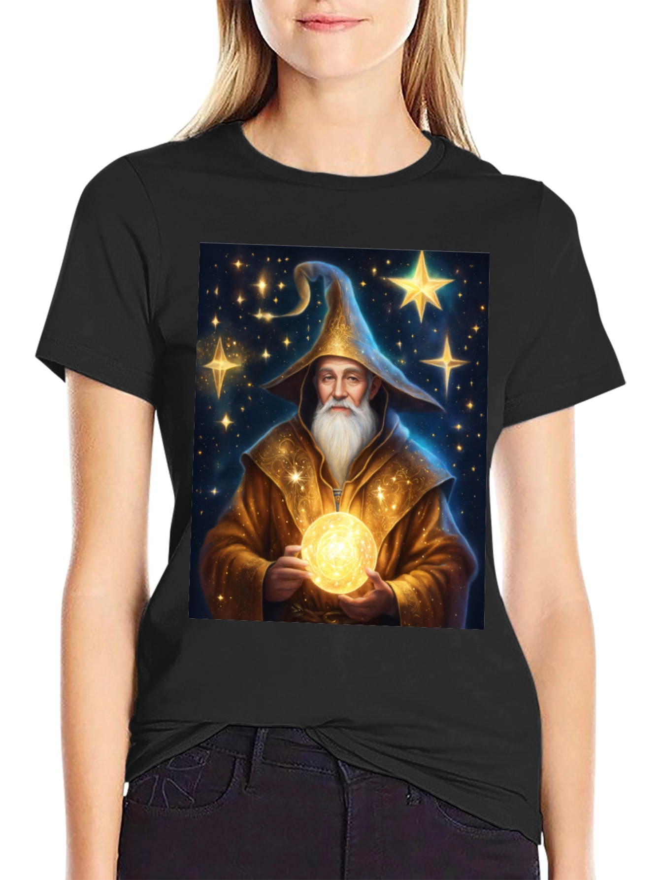 Black Wizard Graphic Tee - Black Cotton Blend view 2