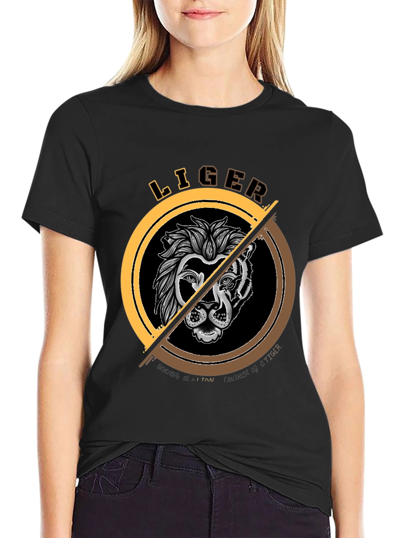 Black Liger Graphic Tee - Strength and Courage Shirt view 2