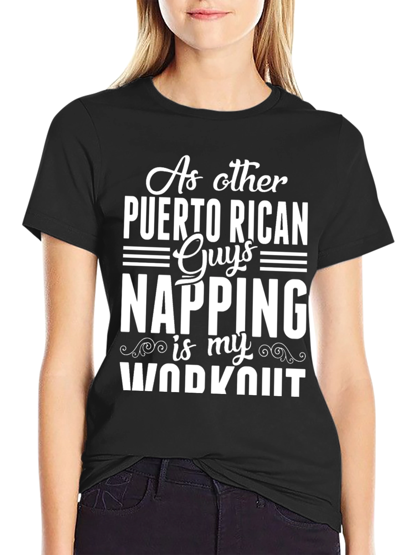 Black Puerto Rican Napping Workout T-Shirt view 2