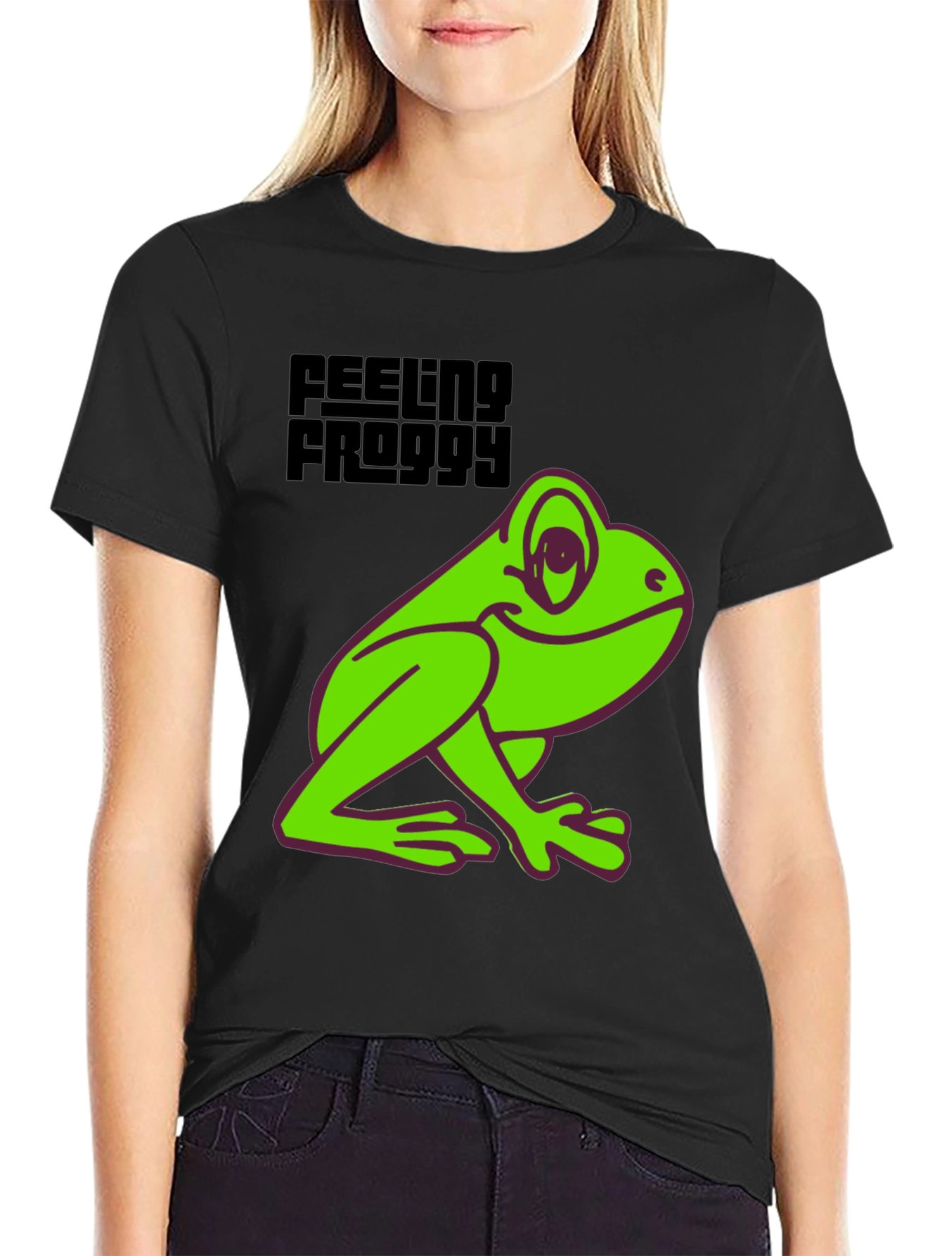 Black Feeling Froggy Tee - Fun Graphic T-Shirt view 2