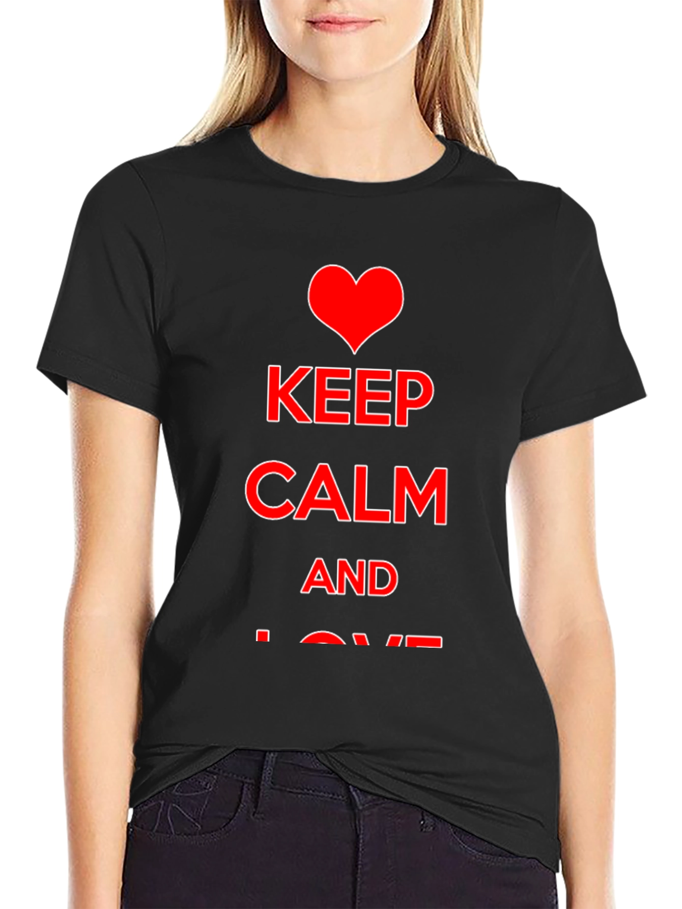 Black Keep Calm and Love T-Shirt view 2