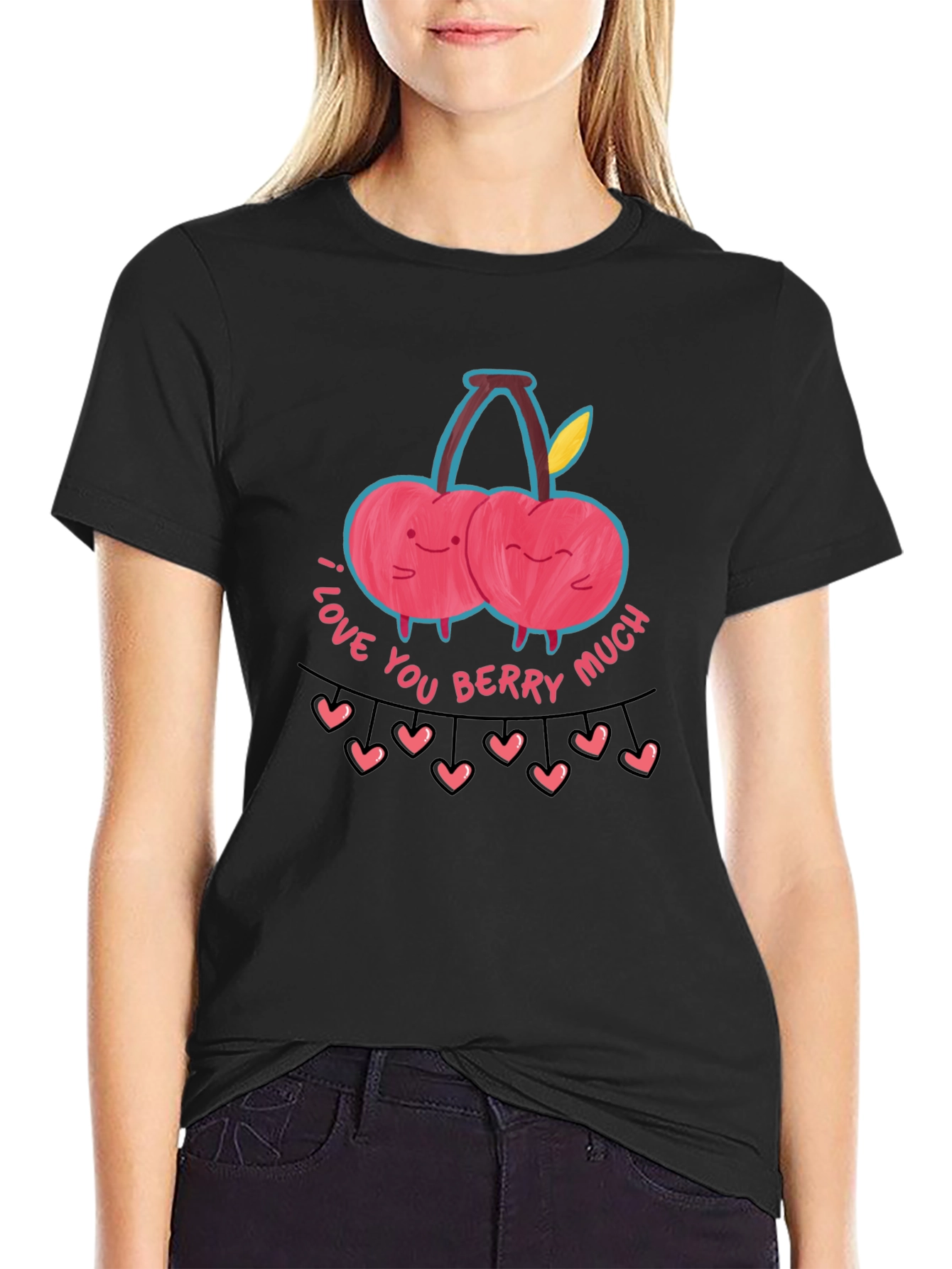 Black I Love You Berry Much Graphic Tee view 2