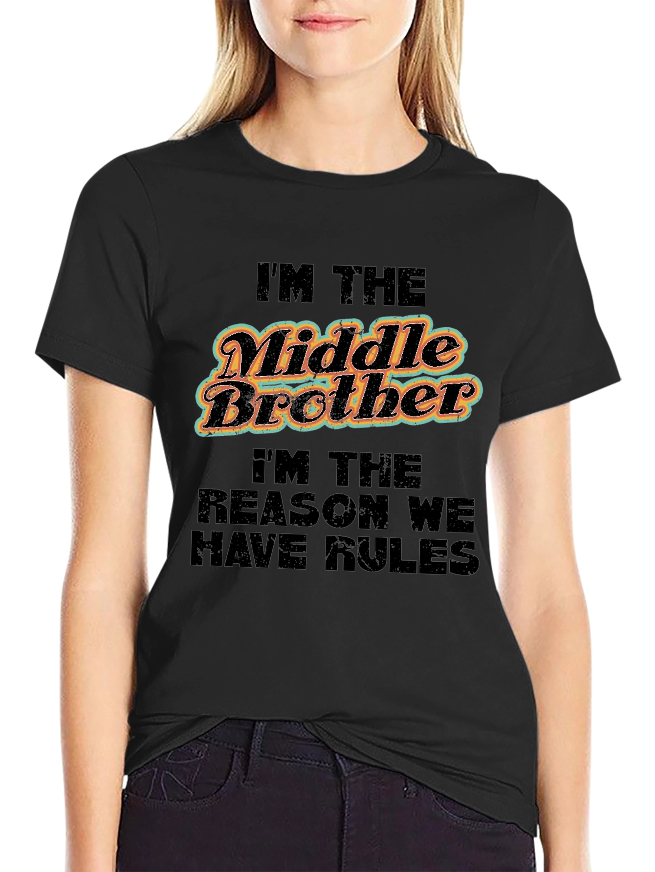 Black Middle Brother T-Shirt: The Reason We Have Rules view 2