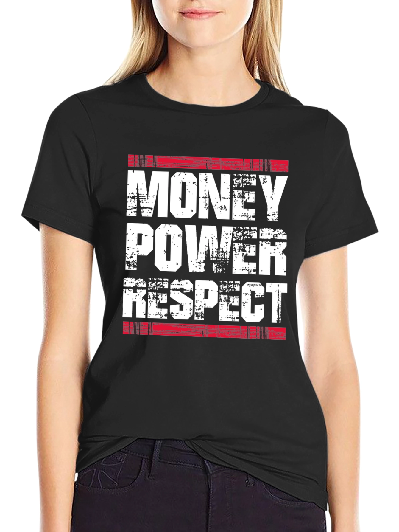 Black Money Power Respect T-Shirt - Black view 2