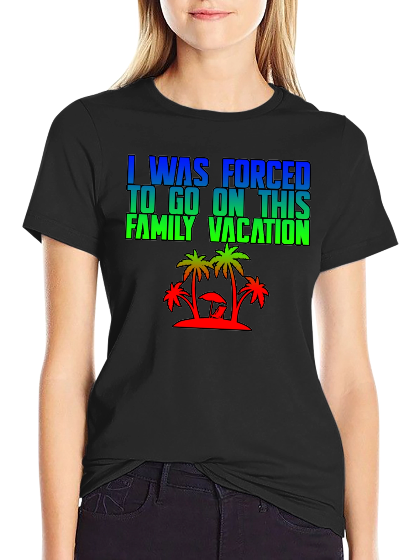 Black Forced Family Vacation Graphic Tee view 2