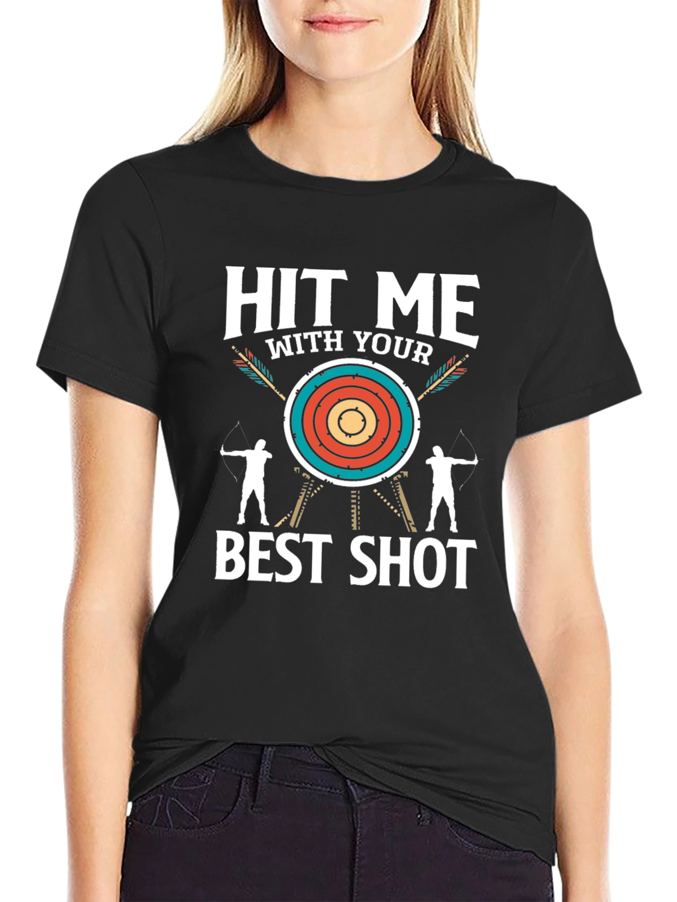 Black Archery Hit Me With Your Best Shot T-Shirt view 2