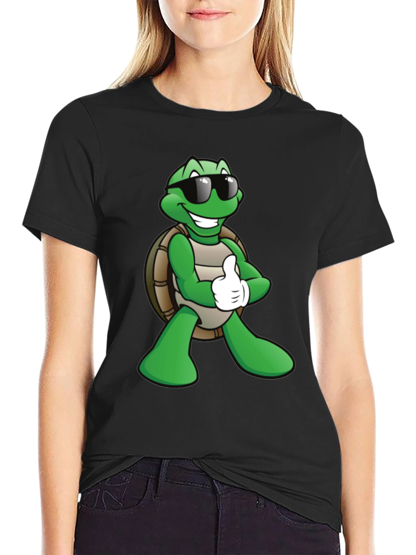 Black Cool Turtle Graphic T-Shirt - Black view 2