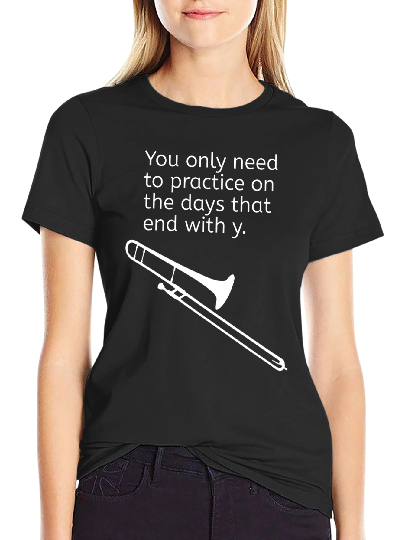 Black Funny Trombone Practice Days T-Shirt view 2