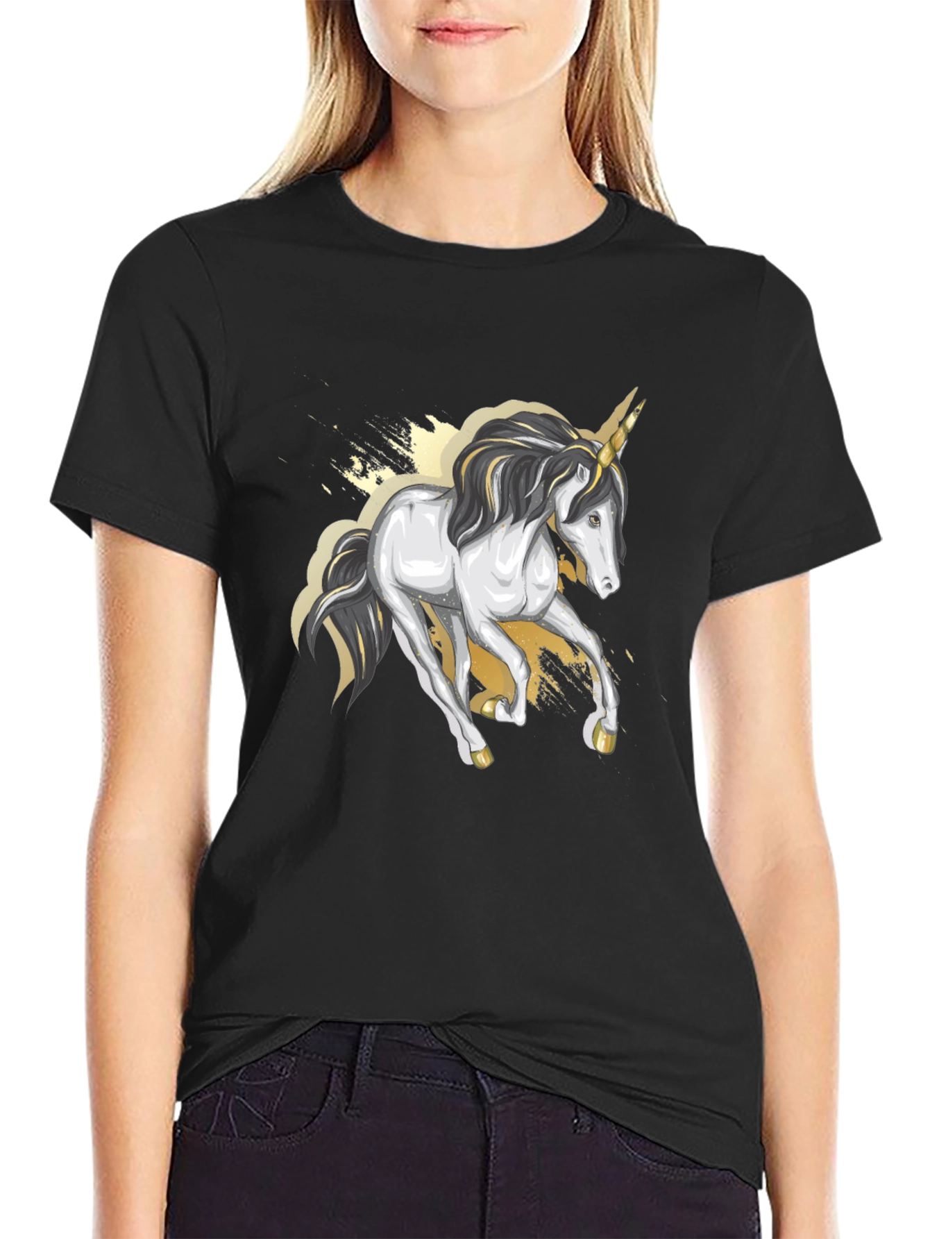 Black Unicorn Graphic Tee - Black Cotton Blend view 2