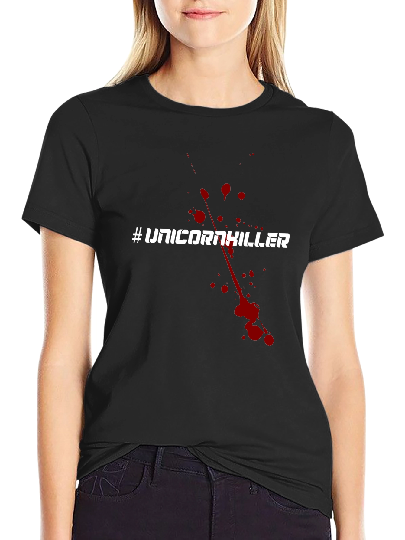 Black Unicorn Killer T-Shirt - Bold Graphic Tee view 2