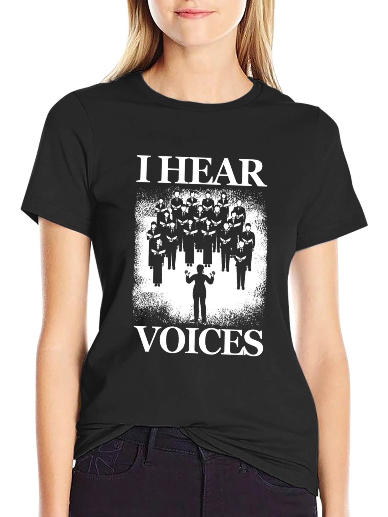 Black I Hear Voices Choir T-Shirt view 2