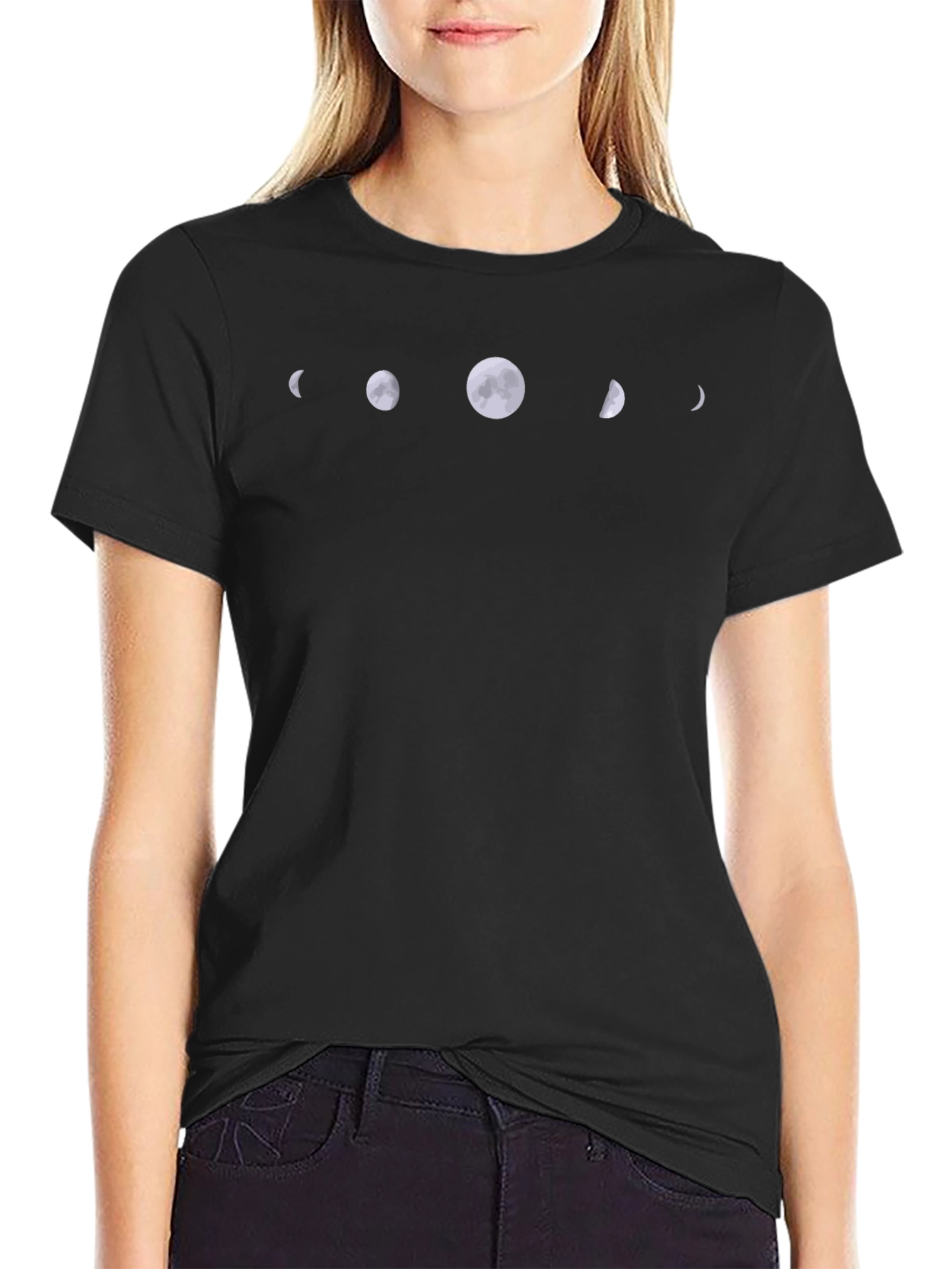 Black Lunar Phases Graphic T-Shirt view 2